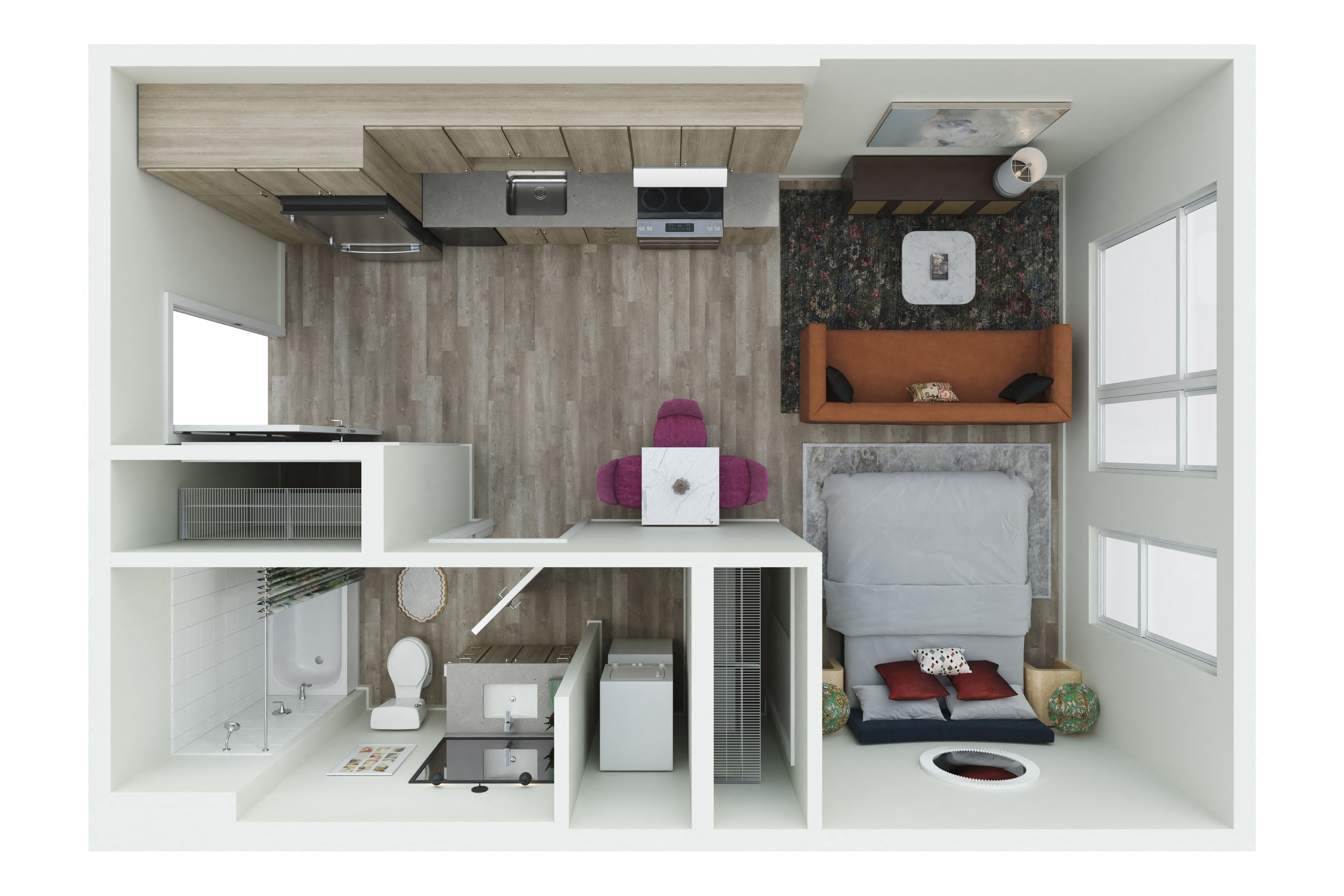 Floor plan layout diagram for Studio - S.01